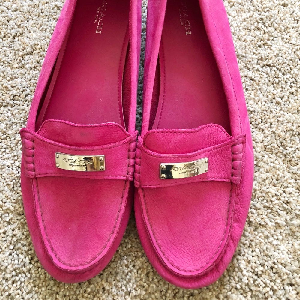 Coach Fuchsia Pink Suede Leather Loafers